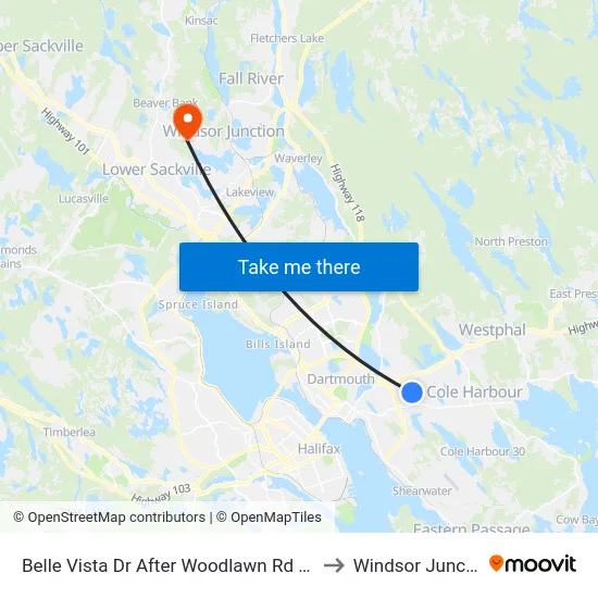 Belle Vista Dr After Woodlawn Rd (6292) to Windsor Junction map