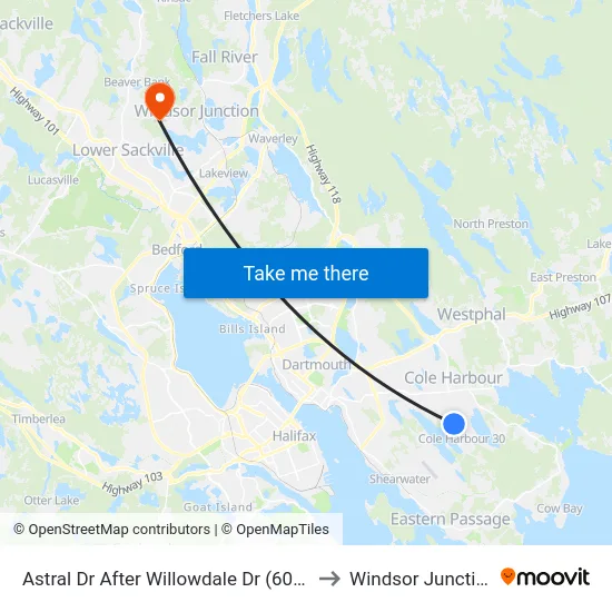 Astral Dr After Willowdale Dr (6056) to Windsor Junction map