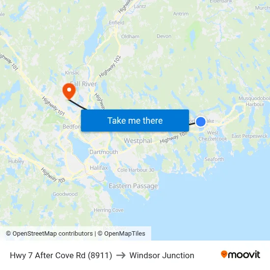 Hwy 7 After Cove Rd (8911) to Windsor Junction map