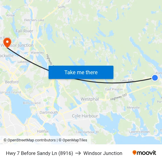 Hwy 7 Before Sandy Ln (8916) to Windsor Junction map