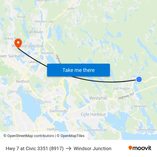 Hwy 7 at Civic 3351 (8917) to Windsor Junction map
