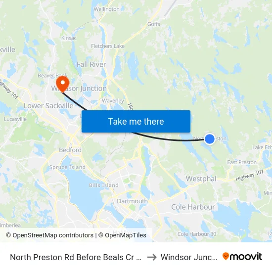 North Preston Rd Before Beals Cr (7113) to Windsor Junction map