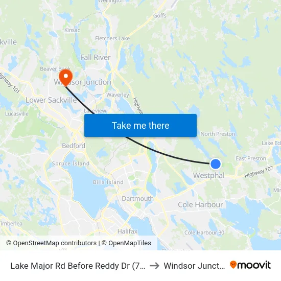 Lake Major Rd Before Reddy Dr (7111) to Windsor Junction map