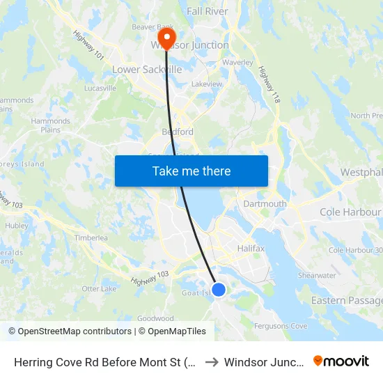 Herring Cove Rd Before Mont St (6871) to Windsor Junction map
