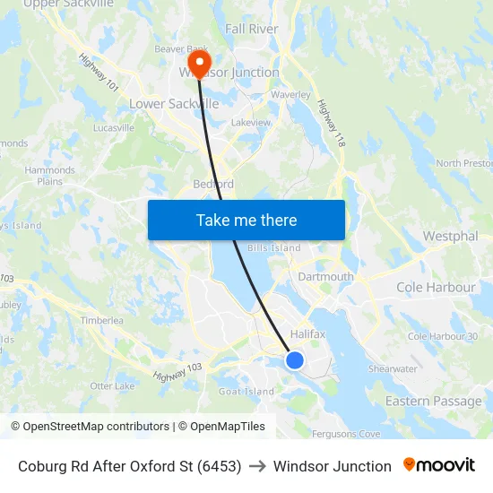 Coburg Rd After Oxford St (6453) to Windsor Junction map