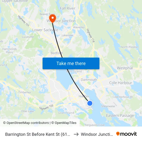 Barrington St Before Kent St (6112) to Windsor Junction map