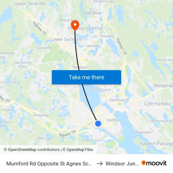 Mumford Rd Opposite St Agnes School (7283) to Windsor Junction map