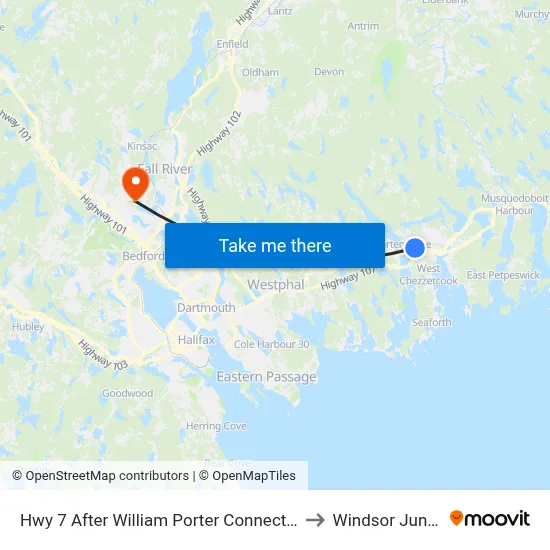 Hwy 7 After William Porter Connector (9079) to Windsor Junction map