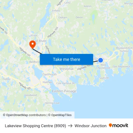 Lakeview Shopping Centre (8909) to Windsor Junction map