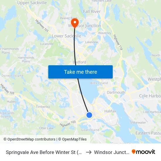 Springvale Ave Before Winter St (8348) to Windsor Junction map