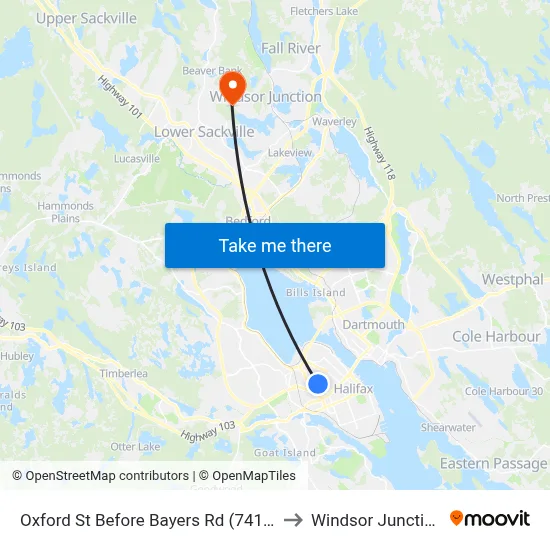 Oxford St Before Bayers Rd (7413) to Windsor Junction map