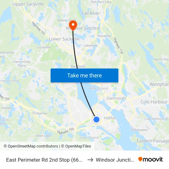 East Perimeter Rd 2nd Stop (6618) to Windsor Junction map