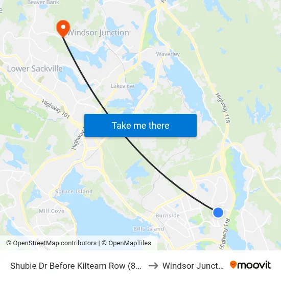 Shubie Dr Before Kiltearn Row (8894) to Windsor Junction map