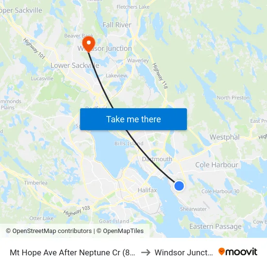 Mt Hope Ave After Neptune Cr (8893) to Windsor Junction map