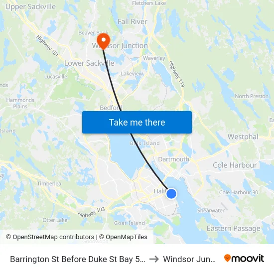 Barrington St Before Duke St Bay 5 (6107) to Windsor Junction map