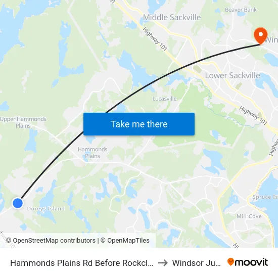 Hammonds Plains Rd Before Rockcliffe Cr (6831) to Windsor Junction map