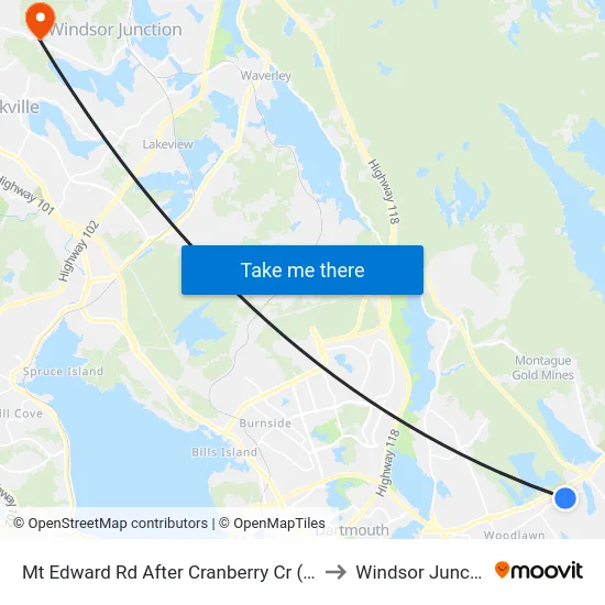 Mt Edward Rd After Cranberry Cr (7259) to Windsor Junction map