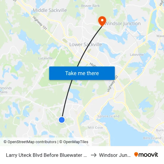 Larry Uteck Blvd Before Bluewater Rd (7014) to Windsor Junction map