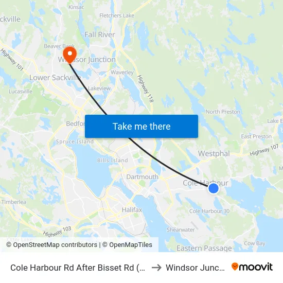 Cole Harbour Rd After Bisset Rd (8759) to Windsor Junction map