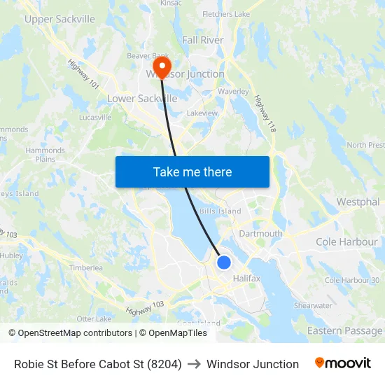 Robie St Before Cabot St (8204) to Windsor Junction map