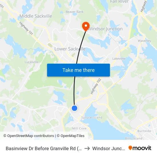 Basinview Dr Before Granville Rd (6137) to Windsor Junction map