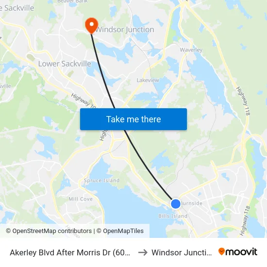 Akerley Blvd After Morris Dr (6006) to Windsor Junction map