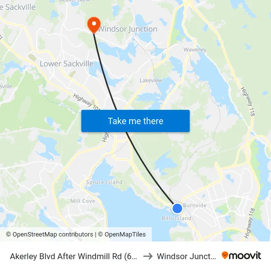Akerley Blvd After Windmill Rd (6005) to Windsor Junction map