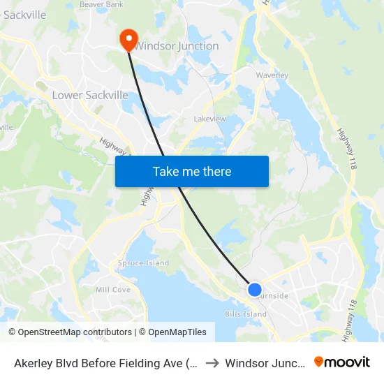 Akerley Blvd Before Fielding Ave (6009) to Windsor Junction map