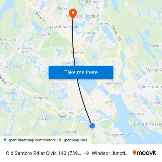 Old Sambro Rd at Civic 143 (7392) to Windsor Junction map