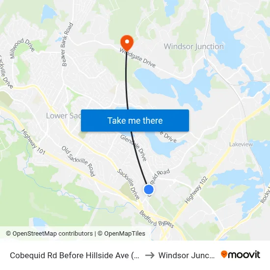 Cobequid Rd Before Hillside Ave (6442) to Windsor Junction map