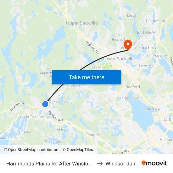 Hammonds Plains Rd After Winslow Dr (6824) to Windsor Junction map