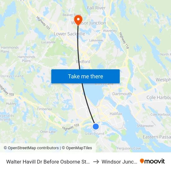 Walter Havill Dr Before Osborne St (8813) to Windsor Junction map