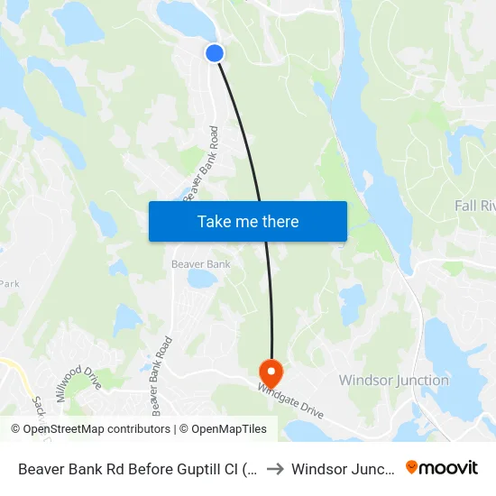 Beaver Bank Rd Before Guptill Cl (8748) to Windsor Junction map