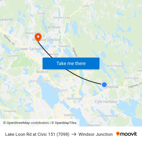 Lake Loon Rd at Civic 151 (7098) to Windsor Junction map
