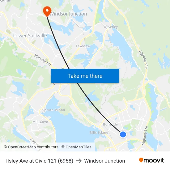 Ilsley Ave at Civic 121 (6958) to Windsor Junction map