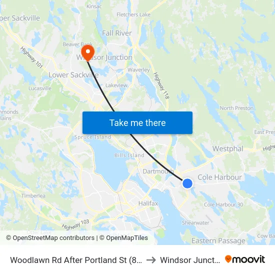 Woodlawn Rd After Portland St (8589) to Windsor Junction map