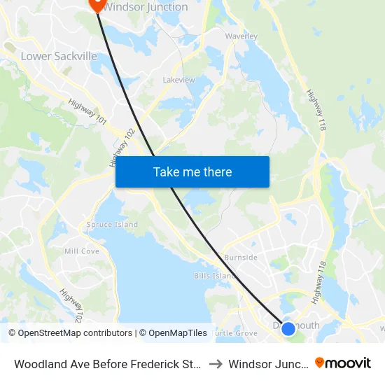 Woodland Ave Before Frederick St (8586) to Windsor Junction map