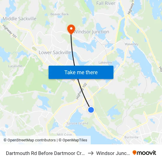 Dartmouth Rd Before Dartmoor Cr (6555) to Windsor Junction map