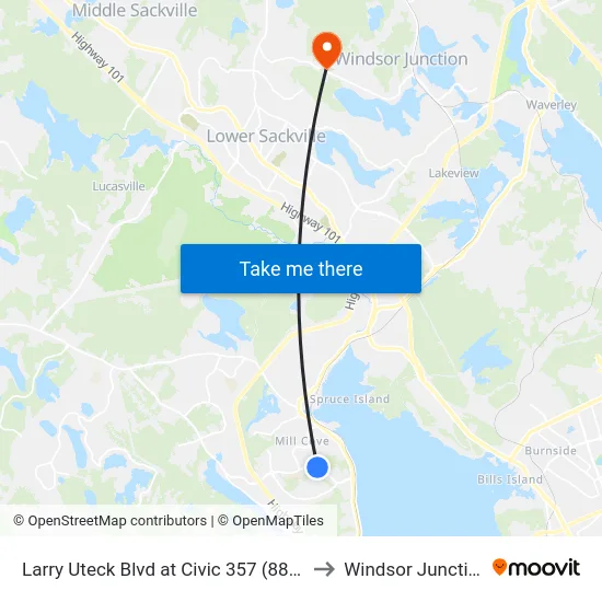Larry Uteck Blvd at Civic 357 (8874) to Windsor Junction map
