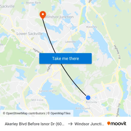 Akerley Blvd Before Isnor Dr (6010) to Windsor Junction map