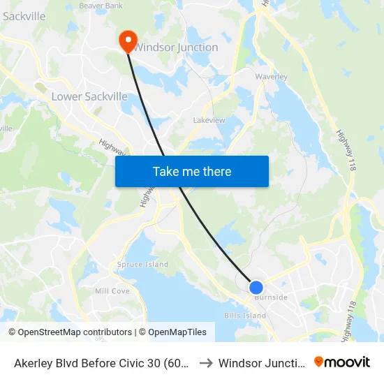 Akerley Blvd Before Civic 30 (6015) to Windsor Junction map