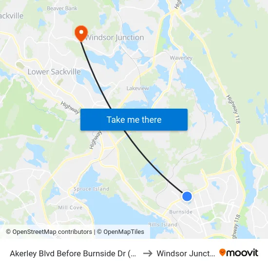 Akerley Blvd Before Burnside Dr (6016) to Windsor Junction map
