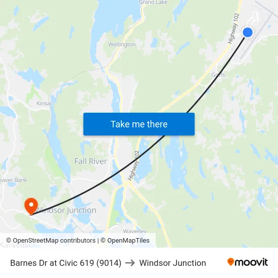 Barnes Dr at Civic 619 (9014) to Windsor Junction map