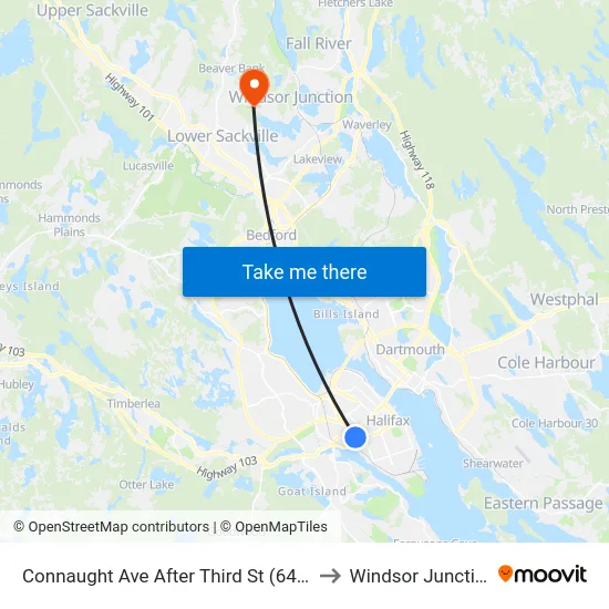Connaught Ave After Third St (6494) to Windsor Junction map