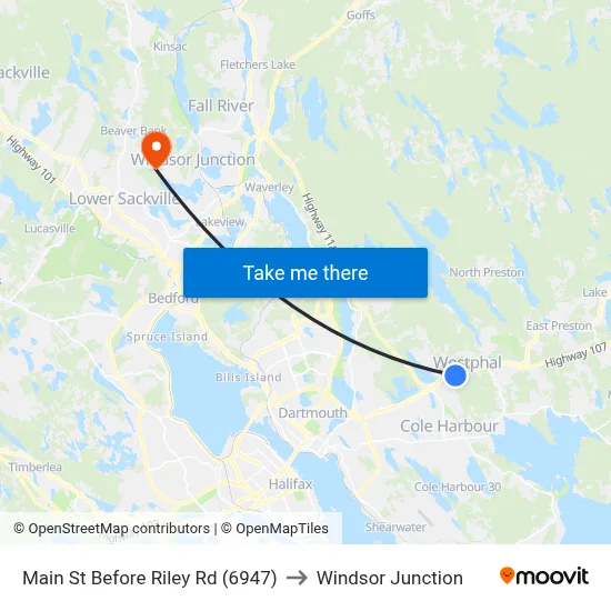 Main St Before Riley Rd (6947) to Windsor Junction map