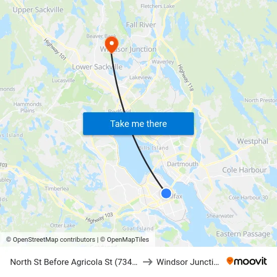 North St Before Agricola St (7349) to Windsor Junction map