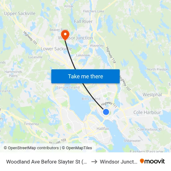 Woodland Ave Before Slayter St (2305) to Windsor Junction map