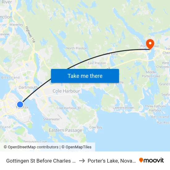 Gottingen St Before Charles St (2327) to Porter's Lake, Nova Scotia map