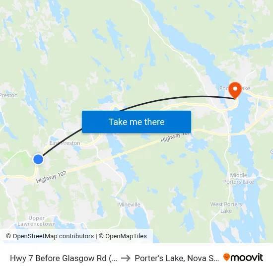 Hwy 7 Before Glasgow Rd (2341) to Porter's Lake, Nova Scotia map