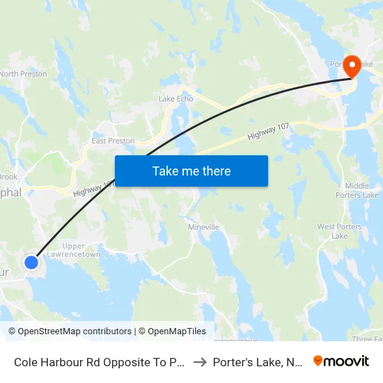 Cole Harbour Rd Opposite To Pacific Ave (2342) to Porter's Lake, Nova Scotia map
